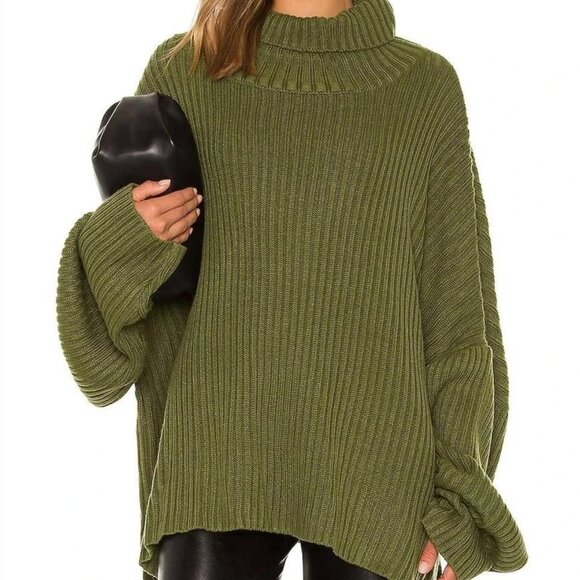 New LBLC The Label Casey Sweater in Army oversized knit turtleneck fall winter - Picture 1 of 4